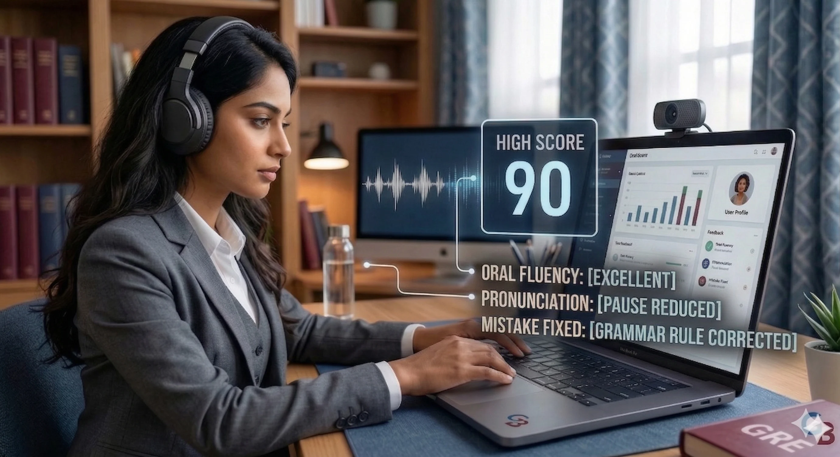 PTE speaking analysis with a high fluency score and AI feedback